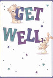 The joyful design of this get well card exudes a lighthearted optimism, set against an inviting cream backdrop that brings to mind the peaceful mornings near Harrow Weald Common. Here, two animated friends-a cuddly teddy bear and an exuberant puppy-spring into life, entwined with oversized letters that radiate confidence in vibrant teals and indigos. Their happy antics are underscored by a scattering of twinkling stars, shimmering in purple and blue tones, that float across the page like wishes whispered at the local St. John's Church garden. The bear's plush fur and the puppy's silky, floppy ears are illustrated with such warmth and texture, it's easy to imagine their gentle embrace offering solace. This card is more than a message; it becomes a small celebration of recovery, embodying the same spirit of comfort and encouragement that Wealdstone Florist brings to every bouquet delivered throughout our northern Harrow neighbourhood. Perfect for bringing genuine reassurance and heartfelt cheer to those on the mend, it's a vision of hope sent with the care only a local can provide.
